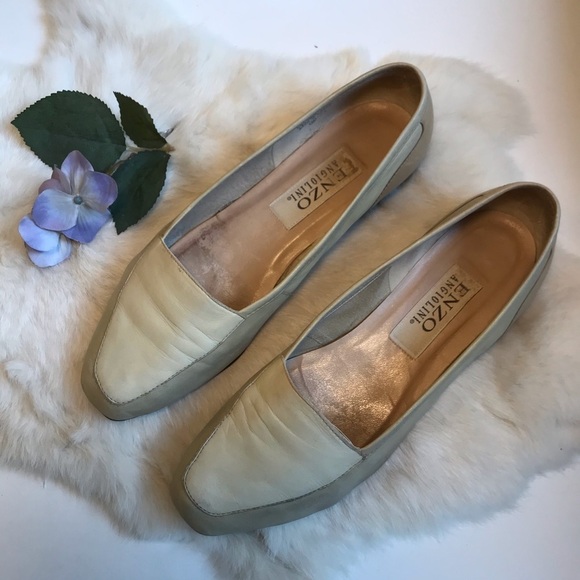 Vintage Leather Flats 8M Tan Taupe square toe - Picture 4 of 12
